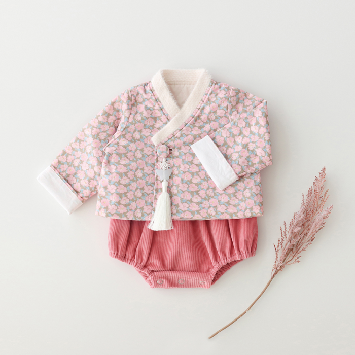 [5차][소보루한복] 분홍 수련꽃 저고리 + 롬퍼 핑크